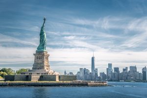 The statue of Liberty and Manhattan, New York City